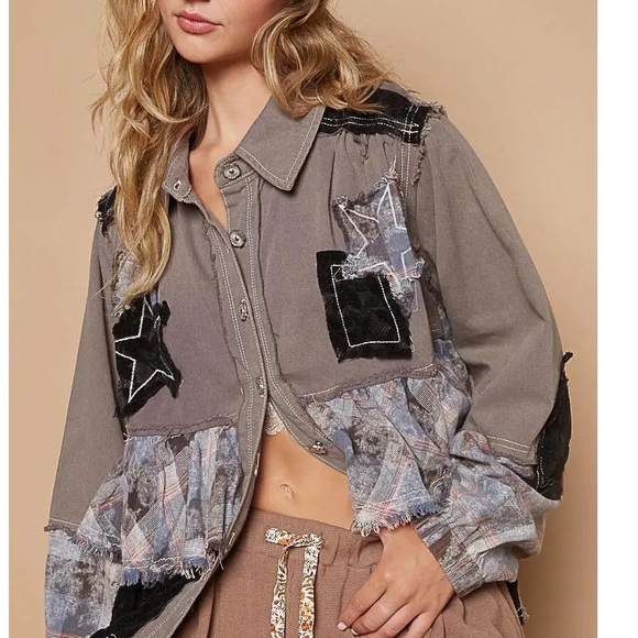 POL Jackets & Blazers - 🧣 POL “ Party Like A Rockstar “ Vintage Patch Plaid Jacket | Charcoal